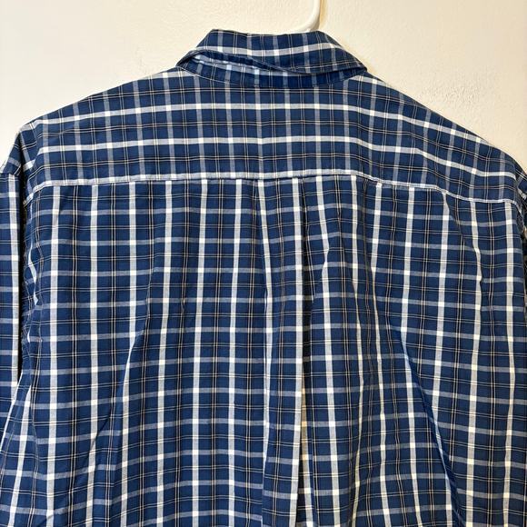 Abercrombie & Fitch Men's Plaid Muscle‎ Button Down Size Large Blue White EUC - Picture 6 of 8